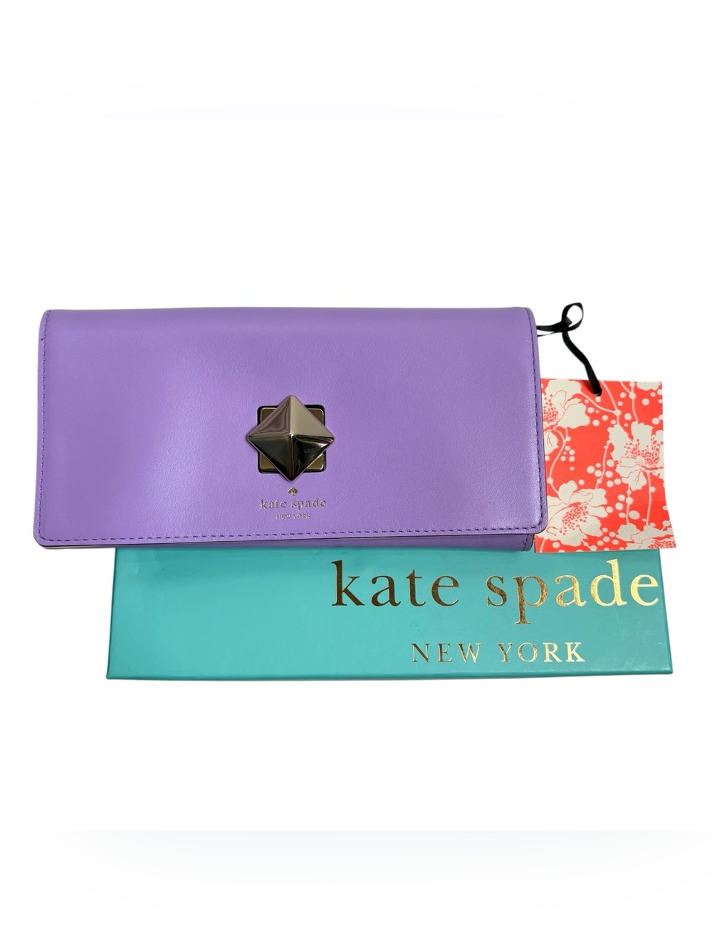 KATE SPADE Lavender New Bond Street Cyndy Leather Turn-Lock Wallet : NWT $228